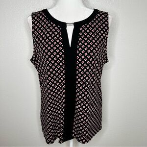 White House Black Market  Womens Geo Print Sleeveless Jersey Tank Top Size L EUC